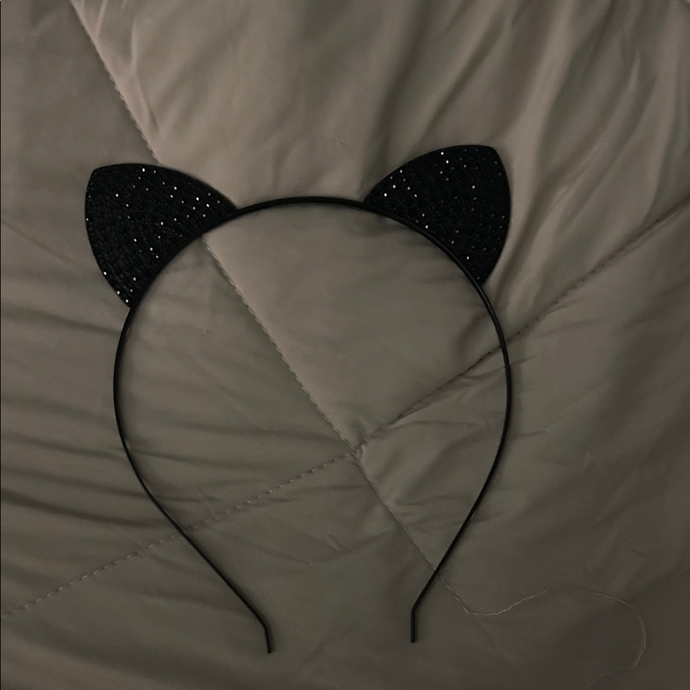 Black Sequined Cat Ear Headband